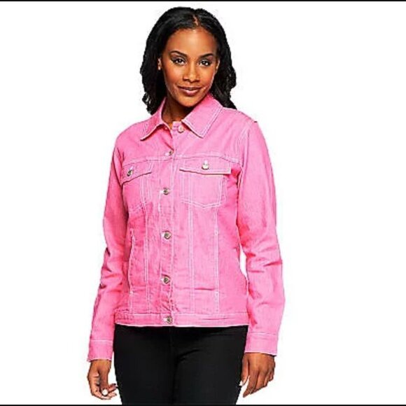 Denim & Co. Stretch Colored Denim Jean Jacket  XS - Picture 3 of 8
